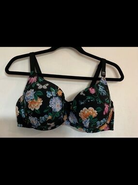 Torrid Butterfly Floral Underwire Bra with Molded Cups - Black Floral